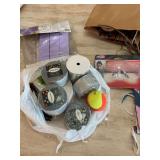 Miscellaneous lantern, decor, crêpe paper, and gift bags