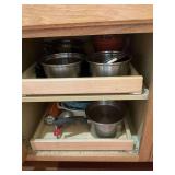 2 Drawers in cabinet of assorted bakeware pots and pans