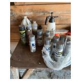 Spray paint and contents of table top