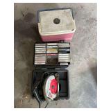 6 1/2 inch Skil saw, lunchbox cooler and vintage cassettes