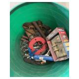 Assortment of hand tools, tool pouch, quickset door knob and mineral tub