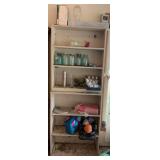 White Wooden shelf with contents