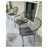 4 Metal patio chairs with side table