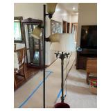Set of two floor lamps and metal Cape May trashcan
