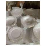 White gold rimmed Oneida dishes