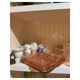 Pink Depression Glass & other assorted