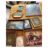 Large assortment of pictures and frames