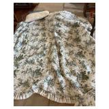 Floral bedspread, dust, ruffle, and assorted pillows
