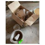 Mortar and pestle, flower pots, jewelry box and other assorted decor items