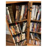 Wooden storage unit with DVDs