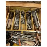 Assorted flatware, tongs & ice cream scoop