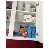 Contents of two cabinets - bags, vases and more