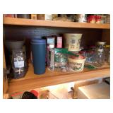 Contents of three shelves in cabinet