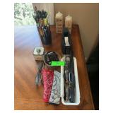 Miscellaneous office supplies and reading glasses