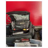 Digital camera, small GPS unit cam corner with cassettes, memory cards, miscellaneous batteries
