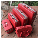 Vintage Lot of Red Suitcases