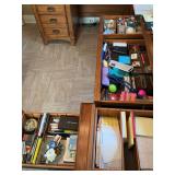 Contents desk and filing cabinet top drawers