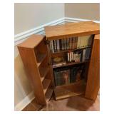 Wooden storage unit with VHS tapes