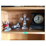 Antique mantle clock and decor