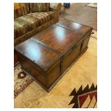 Coffee table storage unit with contents