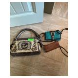 Western style purse and two leather billfolds