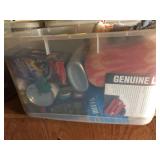 Large tote of car cleaning supplies