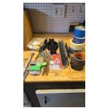 Assorted items on work bench