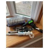 Hair tools- curling iron, curlers,  and hair dryer