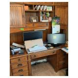 Beautiful Wooden desk with upright credenza -  no contents