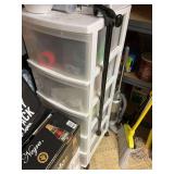 Riding bits and miscellaneous items - including rolling storage bin