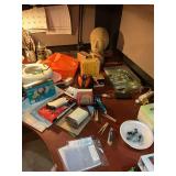 Miscellaneous contents on top of desk