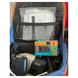 Box of Photosmart 475 with contents battery cords digital camera with accessories, small storage bag