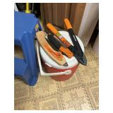 Limb saws, water cooler, and two stepstool