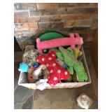 Basket of dog or cat toys