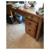 Sturdy wooden desk with wooden filing cabinet - no contents