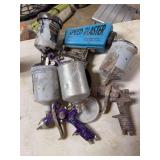 Assorted Pneumatic Paint Spray Guns and Speed Blaster Media Gun