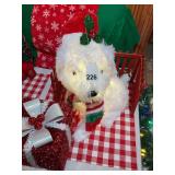 20 inch lighted Dog with giant red wrapped Christmas gift w/box.
