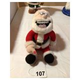 This is for sure a bad Santa, squeeze his finger and he passes gas and vibrates and giggles