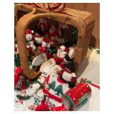 PAY ATTENTION- This is a really great lot, it has 25 various smalls, Santa faces Snowmen, rare tree ornaments with figurines and a really great decorated basket.