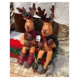 2 Christmas Moose ready to have a Christmas party, now Santa uses them as his tow trucks if he gets stuck in the snow.