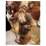 Santa dressed up in his robe that was custom made out of a real Indian blanket, we acquired from the designer. Nice, rare and one of a kind very vintage.