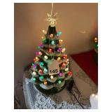 15-inch green lighted ceramic Christmas tree with lights w/box