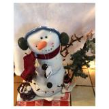 24-inch Snowman holding tree with small figurines