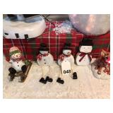 This lot has 4 Snowmen-smalls and 1 Rudolph that has lights on his nose