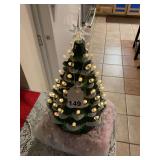 Green ceramic lighted Christmas tree w/box