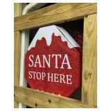 Lighted Santa Stop Here outside sign
