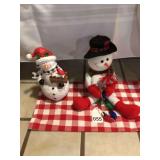 2 vintage Snowmen with 1 playing music and lights up