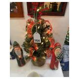 2 hand carved wooden Wisemen + 20 inch lighted tree, made 1993.