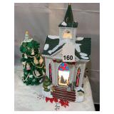 Church that lights up with small custom made tree with figurines