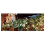 20 foot high end lighted mantel garland with large pine cones, and large ornaments, now this can be split in 2 pieces, so about 10 foot each with lights for each section, you can’t buy this anywhere